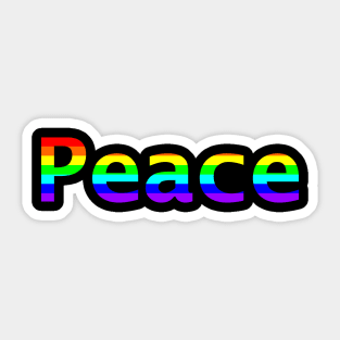 Rainbow Colored Peace Typography Sticker